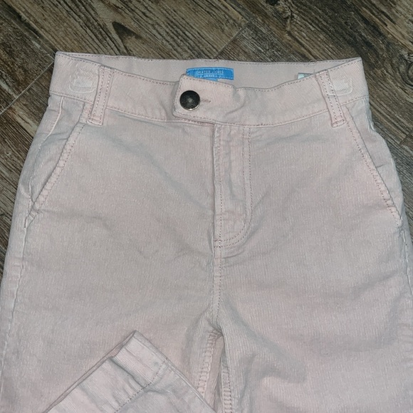 🩷 High-Rise Light Pink Corduroy Pants with Assymetrical Waist Button Detail - Picture 3 of 6